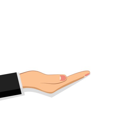 İnsan elini aç. El ikonu vermek ya da yalvarmak. Düz çizim.