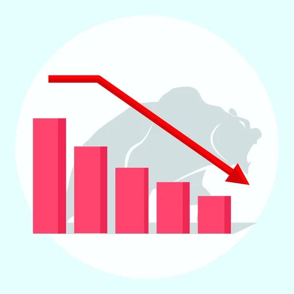 Aşağı Yönlü Grafik Ayı Pazarı Borsa Düşüşü Eğilimi Vektör Illüstrasyonu — Stok Vektör