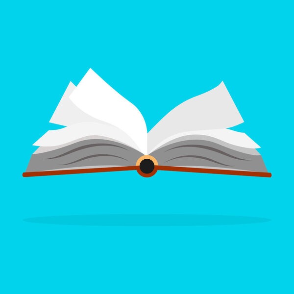 Open book.Mockup of an empty book in square format. on blue sky background.Vector illustration eps