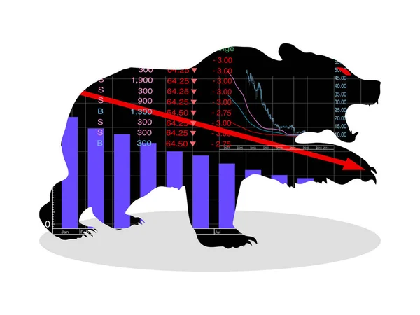 Ayı Pazarı Finans Piyasası Grafiği Borsa Çöküşü Veya Düşüş Eğilimi — Stok Vektör