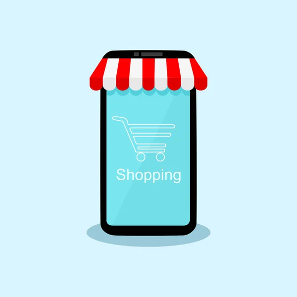 Compras Línea Smartphone Convertido Tienda Internet Concepto Marketing Móvil Eps — Vector de stock