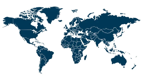 世界地図現代世界地図一般世界地図孤立した背景を持つ世界地図ベクトルイラストEps — ストックベクタ