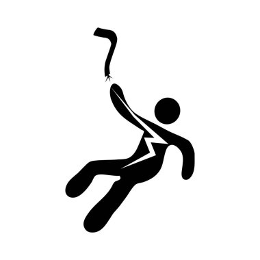 Siluet Siyah Elektrik Şok İşareti. Beyaz Arkaplan Vektör Resimlerinde Elektrik Şoku İzole Sembolleri