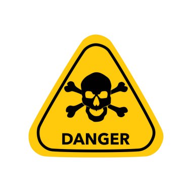 Beyaz arkaplanda izole edilmiş Kafatası Tehlike üçgeni sembolü vektör görüntüsü