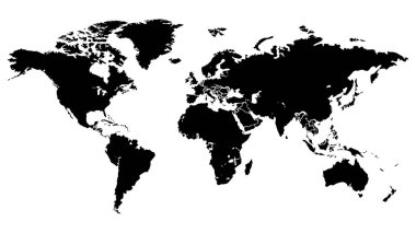 Dünya haritası modern.Dünya haritası. Genelleştirilmiş dünya haritası. İzole edilmiş arka plan üzerinde dünya haritası. 