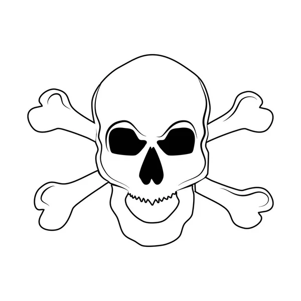 Outline Skull Bones Sign Danger Poison Flat Vector Icon Websites — Stock Vector