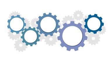 Çark. Ekip çalışması. Gear Concept ile. Bilgi Şablonu. Vektör İllüstrasyonu