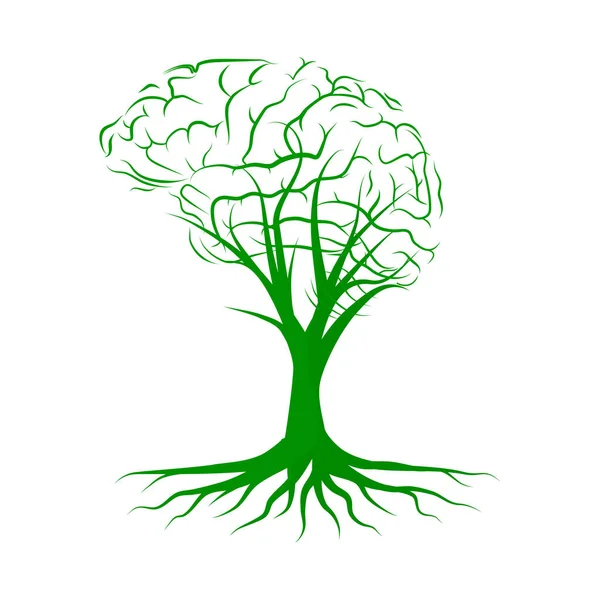 Árbol Cerebral Árbol Del Conocimiento Concepto Ambiental Psicológico Ilustración Vectorial — Archivo Imágenes Vectoriales