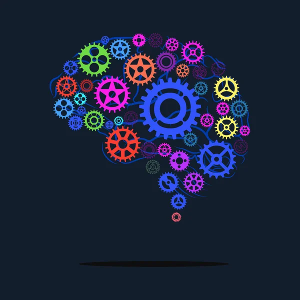 Ingranaggi Cerebrali Ruote Illustrazione Piatta Vettoriale Tecnologia Innovazione Pittogramma Mentale — Vettoriale Stock