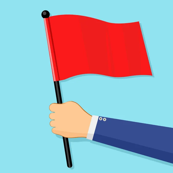 Empresário Tem Uma Bandeira Vermelha Vencedor Desafio Objetivo Conquista Gerente — Vetor de Stock
