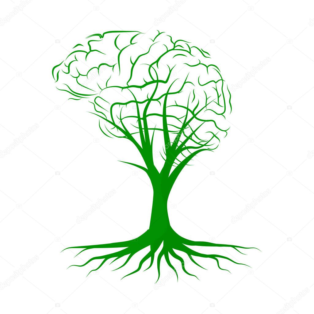 Brain tree. tree of knowledge. environmental or psychological concept. vector illustration eps