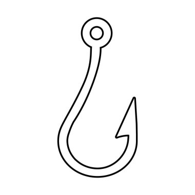 Silüet balık oltası ikonu. Beyaz arka planda logo. vektör 