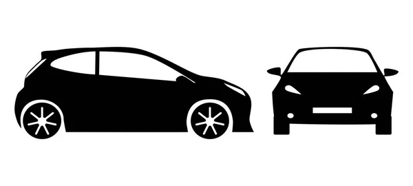 Silhouette Noire Hatchback Vue Face Vue Côté Illustration Vectorielle Eps — Image vectorielle
