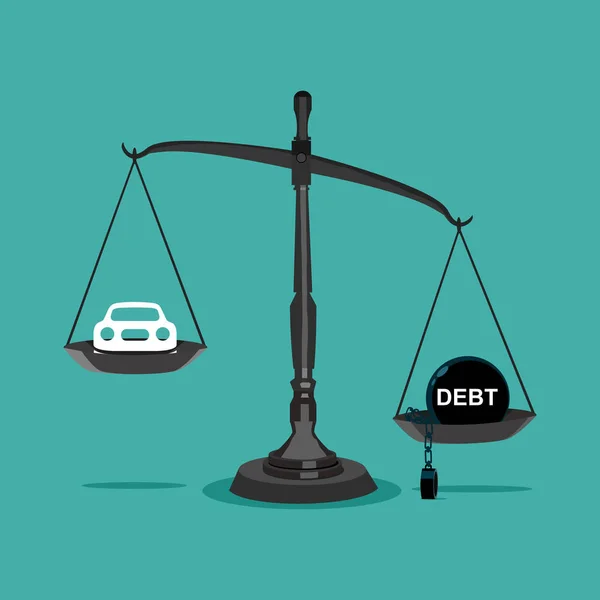 Schulden Und Autowaagen Auf Der Idee Dass Nicht Genug Geld — Stockvektor