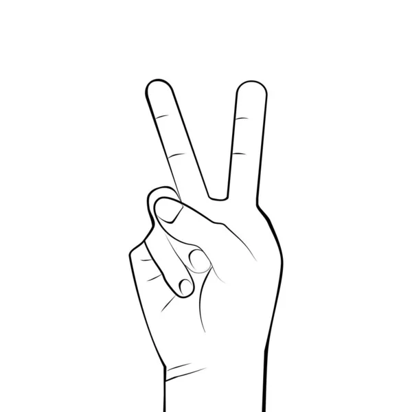 Handgeste Das Symbol Des Friedens Fingersymbol Für Den Sieg Vektorillustration — Stockvektor