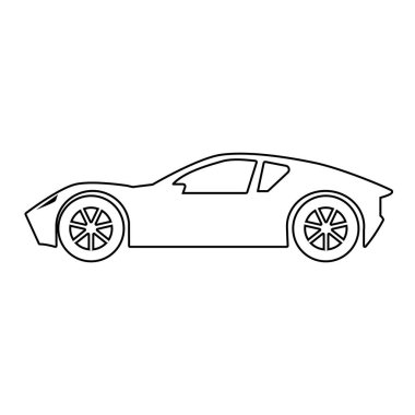 Siluet spor araba simgesi beyaz arka planda logo araç markası için. Yandan bak. vektör illüstrasyonu