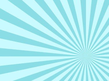 Güneş ışınları açık mavi arkaplan. Güneş ışığı patlaması. Vektör illüstrasyonu