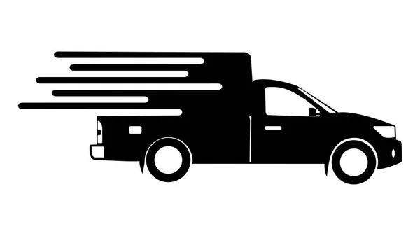 シルエットピックアップトラック 輸送用高速配送フラットアイコン ベクトル図Eps — ストックベクタ