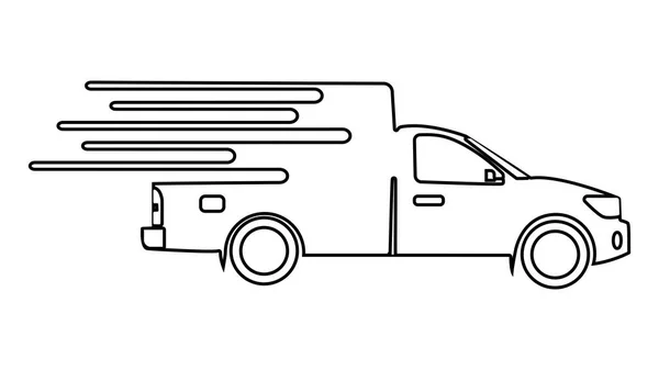 Silhouette Pickup Camion Spedizione Veloce Consegna Icona Piatta Trasporto Illustrazione — Vettoriale Stock