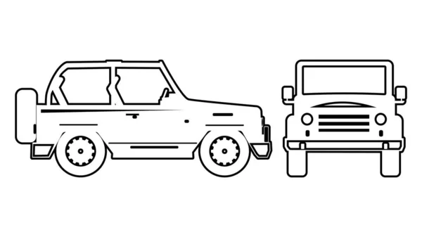 Silhouette Suv Voiture Pour Marque Véhicule Vue Latérale Frontale Illustration — Image vectorielle