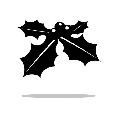 Siluet Noel kutsal meyve yaprakları izole edilmiş. Vektör çizimi. Geleneksel Noel dekorasyonu. eps