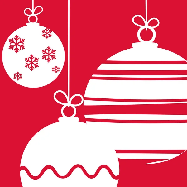 Weihnachtskugel Weißer Schmuck Auf Rotem Hintergrund Vektor Illustration Eps — Stockvektor