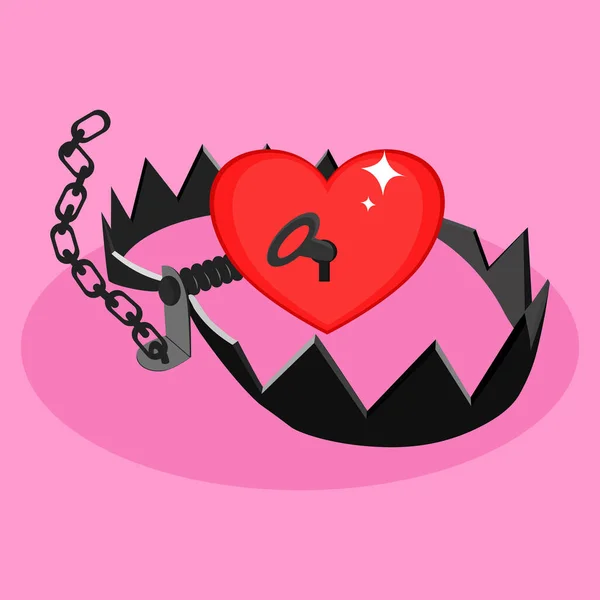 Corazón Rojo Una Trampa Concepto Amor Romance Ilustración Vectorial Eps — Archivo Imágenes Vectoriales