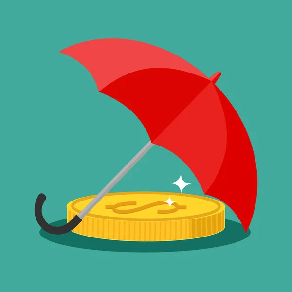 Coin Umbrella Money Protection Concept Vector Illustration Eps — Stock Vector