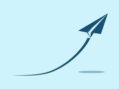 Kağıt uçak kalkıyor. Kalkış uçak sembolü. Vektör illüstrasyonu