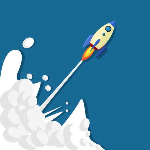 Rocket Missile Flying Dream Come True Concept Startup Vector Illustration — Stock Vector