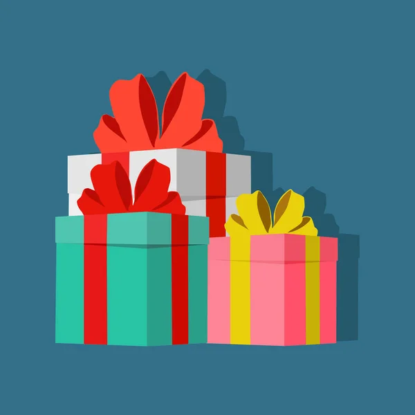 Cajas Regalo Pila Cajas Regalo Para Cumpleaños Días Especiales Vector — Vector de stock