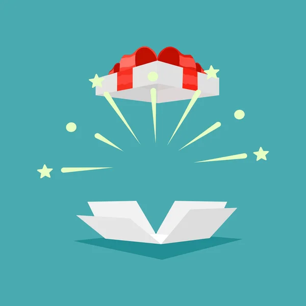 Kırmızı hediye kutusunu aç. Sürpriz hediye kutusu. İyi ki doğdun Vektör illüstrasyonu