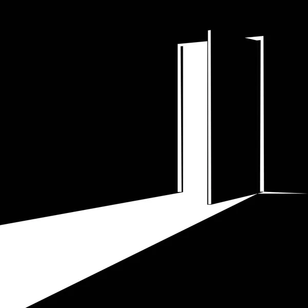 暗闇から光への扉が開いている 開いたドア ベクターイラスト編 — ストックベクタ