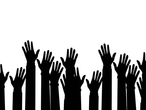 Silhouetten Erhobene Hände Freiwilliges Konzept Kampf Rechte Vektor Illustration Eps — Stockvektor