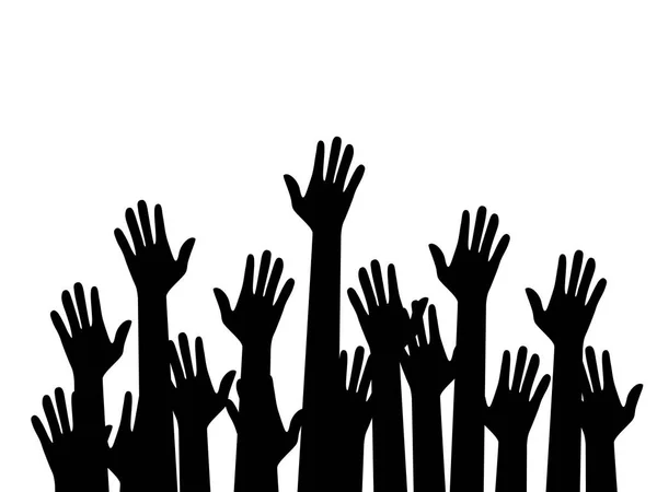 Silhouetten Handen Omhoog Vrijwilligerswerk Met Opgeheven Handen Vechten Voor Rechten — Stockvector