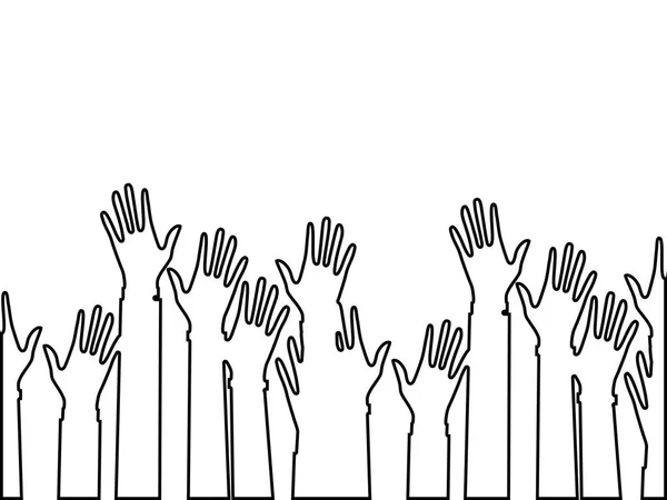 Silhouetten Hände Hoch Hände Hoch Mit Herzensliebe Freiwilliges Vektorkonzept Das — Stockvektor