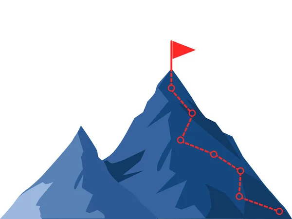 Zirveye tırmanma rotası. İş seyahati başarıya doğru ilerliyor. Dağ zirvesi