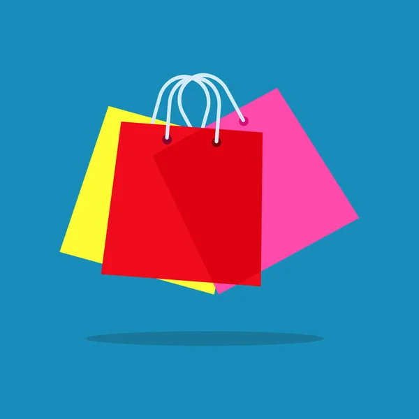 Shopping Bag Design Logo Sfondo Blu Illustrazione Vettoriale Eps — Vettoriale Stock