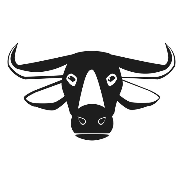 Ícone Cabeça Búfalo Logotipo Cabeça Búfalo Fundo Branco Animais Selvagens — Vetor de Stock