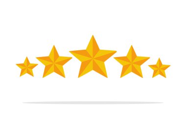 Beyaz arka planda beş altın dereceli yıldız. vektör illüstrasyonu