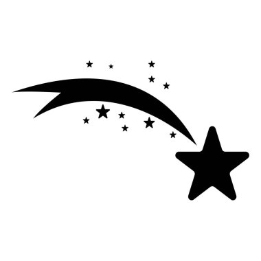 Yıldız simgeleri. Beyaz arkaplanda izole edilmiş kuyruklu yıldız kuyruğu veya yıldız izi vektörü