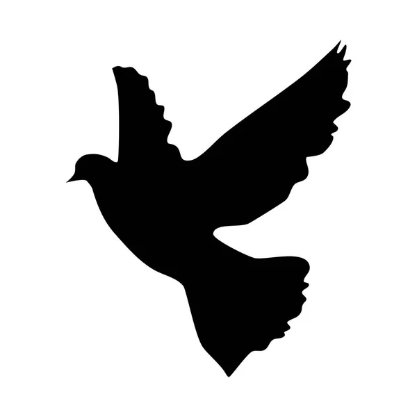 Flying Bird Silhouette White Background Silhouette Pigeon Flying Vector Illustration — Stock Vector
