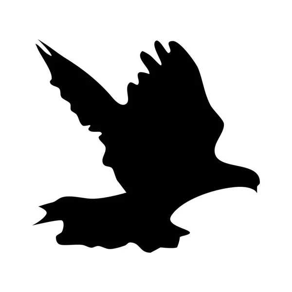 Silhouette Uccello Volante Sfondo Bianco Silhouette Piccione Che Vola Illustrazione — Vettoriale Stock
