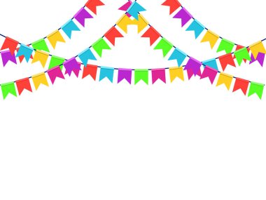 Renkli Parti Bayrakları. Bayrak Vektörü İllüstrasyonlu Parti Arkaplanı