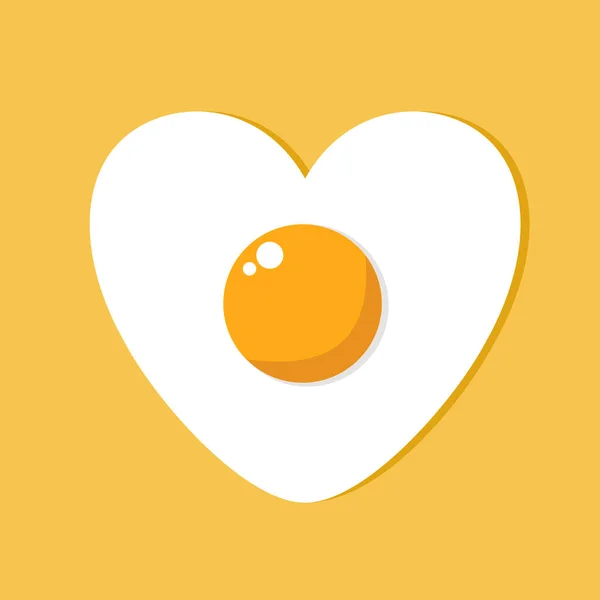 Huevo Frito Forma Corazón Aislado Sobre Fondo Naranja Icono Huevo — Vector de stock