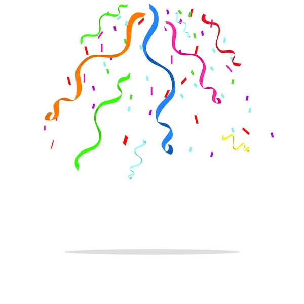 Confetti Colorido Cinta Cayendo Sobre Fondo Blanco Vector — Archivo Imágenes Vectoriales