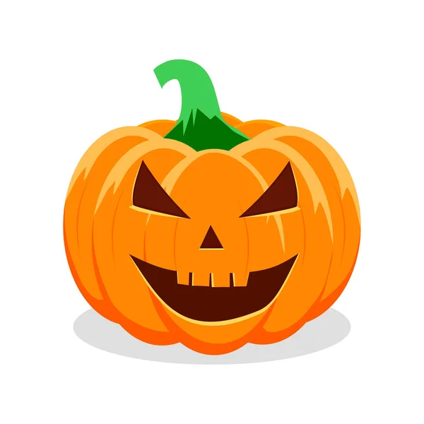 Calabaza Halloween Con Cara Feliz Sobre Fondo Blanco Ilustración Vectorial — Vector de stock