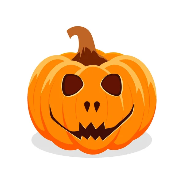 Calabaza Halloween Con Cara Feliz Sobre Fondo Blanco Ilustración Vectorial — Vector de stock
