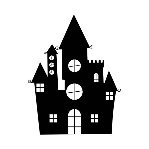 Silhueta Uma Casa Assustadora Casas Assombradas Para Halloween Casa Assustadora — Vetor de Stock
