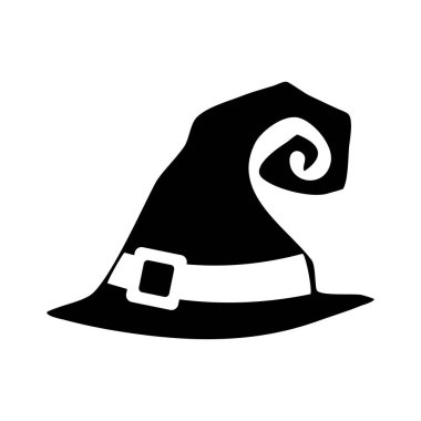 Cadılar Bayramı cadı şapkasının silueti. Beyaz arka planda izole edilmiş. Vektör illüstrasyonu